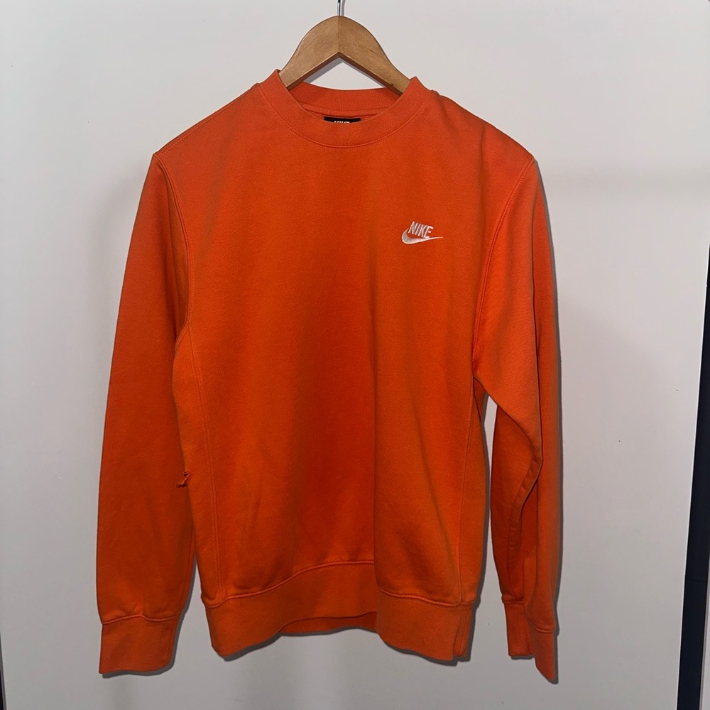 Nike Orange Crewneck Sweatshirt with White Logo